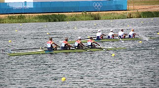 מרוץ חתירת-משוטים ארוך במשקל קל לגברים: הצוות הבריטי והצ'כי זה לצד זה באולימפיאדת הקיץ 2012 בלונדון שבאנגליה, הממלכה המאוחדת