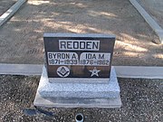 The grave site of Byron Alton Redden (1871–1939) and his wife Ida M. Redden (1878–1962).