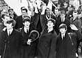 Image 24The Beatles (1964) have been credited by music historians for heralding the album era. (from Album era)