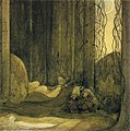 When she woke up again she was lying on the moss in the forest. by John Bauer