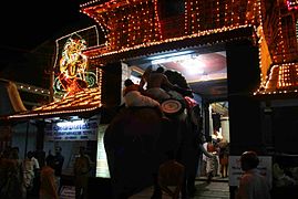 Caparisoned elephants during the festival