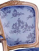 Toile de Jouy tendue sur un fauteuil.