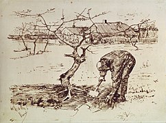 Vincent van Gogh, Čovjek kopa u voćnjaku, 1883.