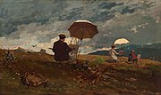 Winslow Homer, Artists Sketching in the White Mountains, 1868, oil on panel, 24.1 × 40.3 cm, Portland Museum of Art