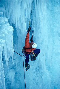 Ice climbing on Crack Baby in Switzerland