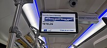 Écran de la ligne 9 affichant que le prochain arrêt est "Tételin" (dir. Dainville ZA)