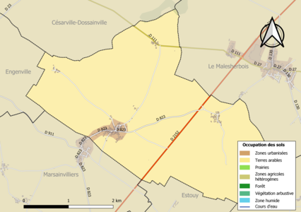 Carte des infrastructures et de l'occupation des sols de la commune en 2018 (CLC).