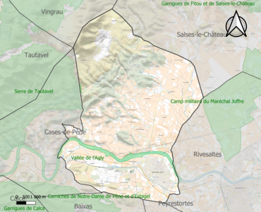 Carte de la ZNIEFF de type 1 sur la commune.