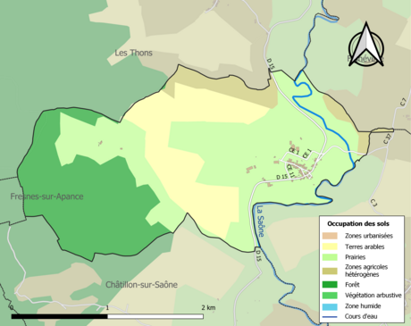 Carte en couleurs présentant l'occupation des sols.