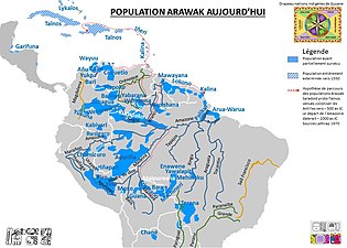 Mapa da distribuição das línguas aruaques