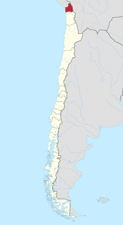 Map of Arica y Parinacota Region