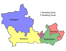 Map of parliamentary cpnstituencies in Berkshire 1950–1955