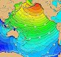 Image 19Calculated travel time map for the 1964 Alaska tsunami (in hours) (from Tsunami)