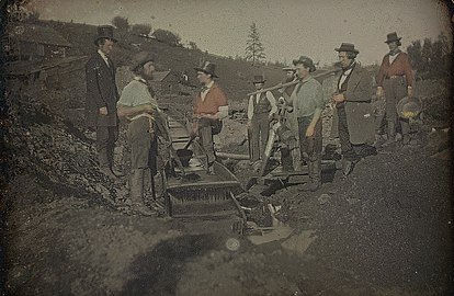 California gold miners with long tom, c. 1850–1852