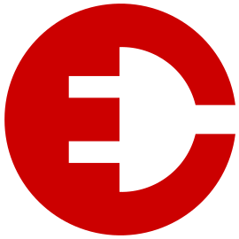 The famous DJ Étienne de Crécy has a complex ambigram logo "EDC", mirroring through a horizontal axis, and figure-ground type with a power plug pictogram inserted in the negative space.