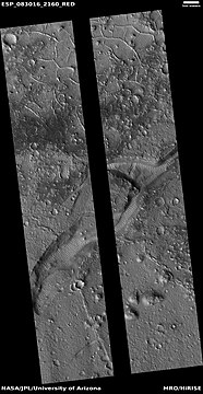 Wide view of Transverse Aeolian Ridges (TAR's) and ridges, as seen by HiRISE through HiWish program. The black strip is due to an equipment malfunction.