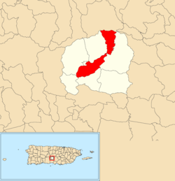 Location of Hato Puerco Arriba within the municipality of Villalba shown in red