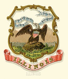 Coat of arms of Illinois at Historical coats of arms of the U.S. states from 1876, by Henry Mitchell (restored by Godot13)