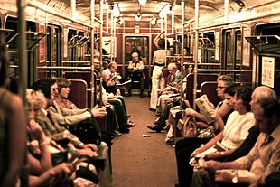 Crowded subway car