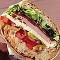 Close-up view of an Italian sandwich