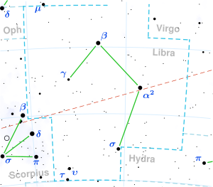 HN Librae is located in the constellation Libra