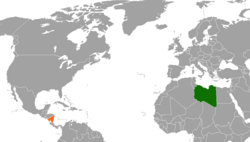 Map indicating locations of Libya and Nicaragua