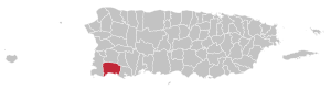 Map of Puerto Rico highlighting Lajas Municipality