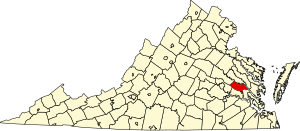 Map of Virginia highlighting New Kent County