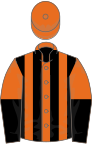 Orange and black stripes, halved sleeves, orange cap