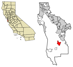 Location of La Honda in San Mateo County, California.