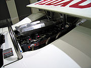 The turbocharged Toyota 7's air box and engine.