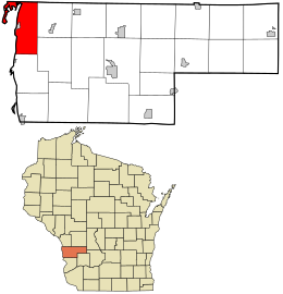 Location in Vernon County and the state of Wisconsin.