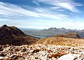 The view north west from the summit of An Ruadh-stac takes in Beinn Damh, Upper Loch Torridon and Beinn Alligin.