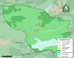 Carte en couleurs présentant l'occupation des sols.