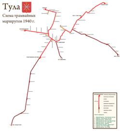 Схема трамвая в 1940 году