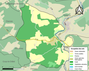 Carte en couleurs présentant l'occupation des sols.