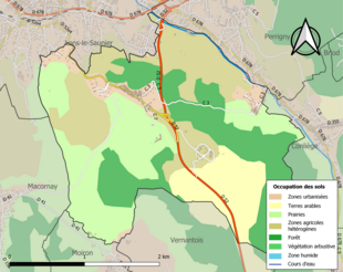 Carte en couleurs présentant l'occupation des sols.