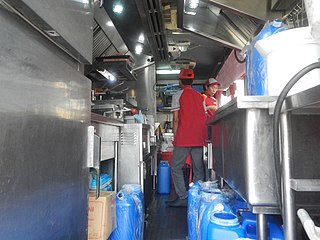 Interior of a Jollibee food truck