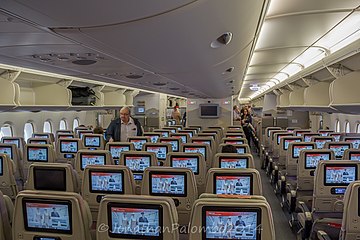 Economy class seating on an Airbus A380-861