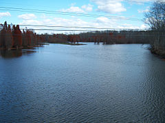 View of Abbotts Creek where it becomes High Rock Lake, from Hwy 47.