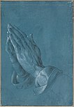 Praying Hands (c. 1508), brush, ink and gray wash on blue paper, 29.1 × 19.7 cm, Albertina