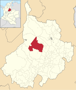 Location of the municipality and town of San Vicente de Chucurí in the Santander Department of Colombia.