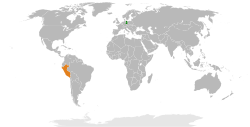 Map indicating locations of East Germany and Peru