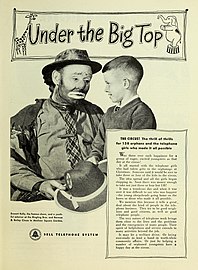 Emmett Kelly, Bell Telephone System advertisement 1949