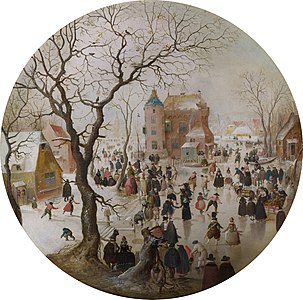 A Winter Scene with Skaters near a Castle, by Hendrick Avercamp