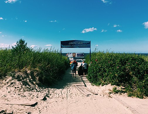 Main entrance to the beach in Jantar, Poland