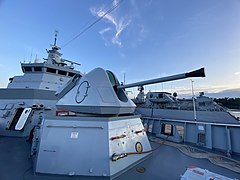 Bofors 57/70 Mark 2 on the Malaysian frigate Lekiu.