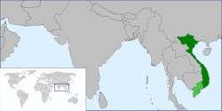 Dark green: Empire of Vietnam Light green: Nominally part of the Empire but under direct Japanese control