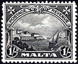 1926 1 shilling stamp of Malta[15][16]