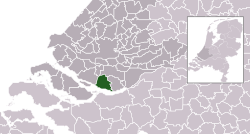 Highlighted position of Cromstrijen in a municipal map of South Holland